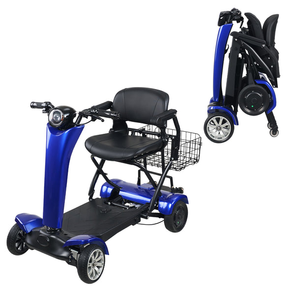 Automatic Folding Electric Scooter for Adults and Seniors, 4 Wheel Foldable Travel Scooter - Airline Approved