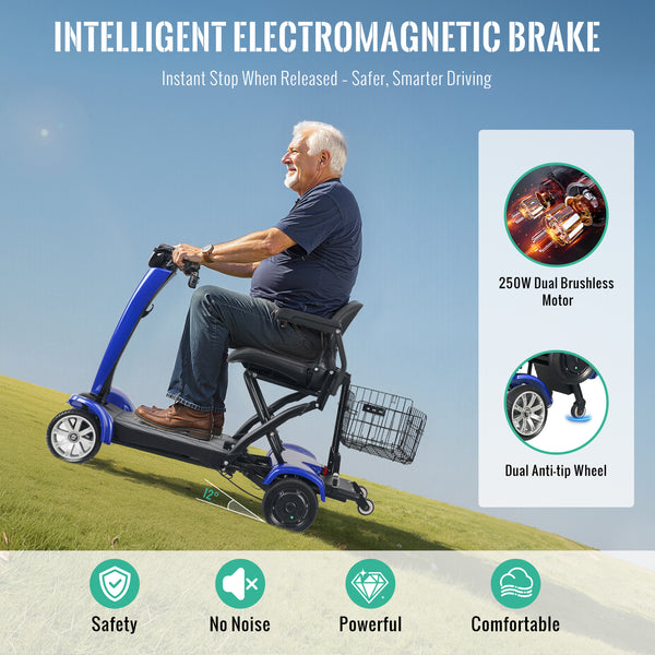 Automatic Folding Electric Scooter for Adults and Seniors, 4 Wheel Foldable Travel Scooter - Airline Approved