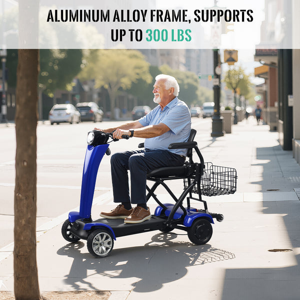 Automatic Folding Electric Scooter for Adults and Seniors, 4 Wheel Foldable Travel Scooter - Airline Approved