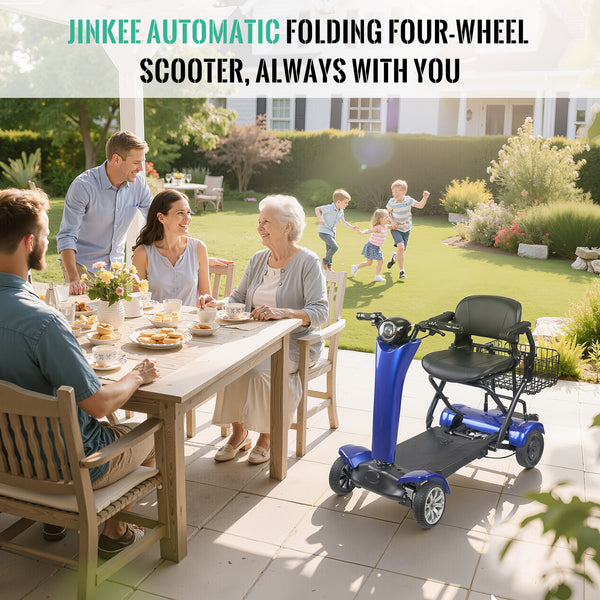 Automatic Folding Electric Scooter for Adults and Seniors, 4 Wheel Foldable Travel Scooter - Airline Approved