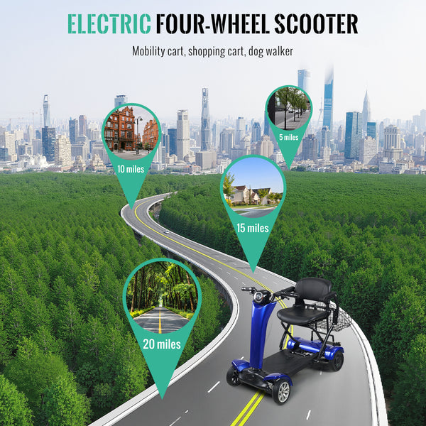 Automatic Folding Electric Scooter for Adults and Seniors, 4 Wheel Foldable Travel Scooter - Airline Approved