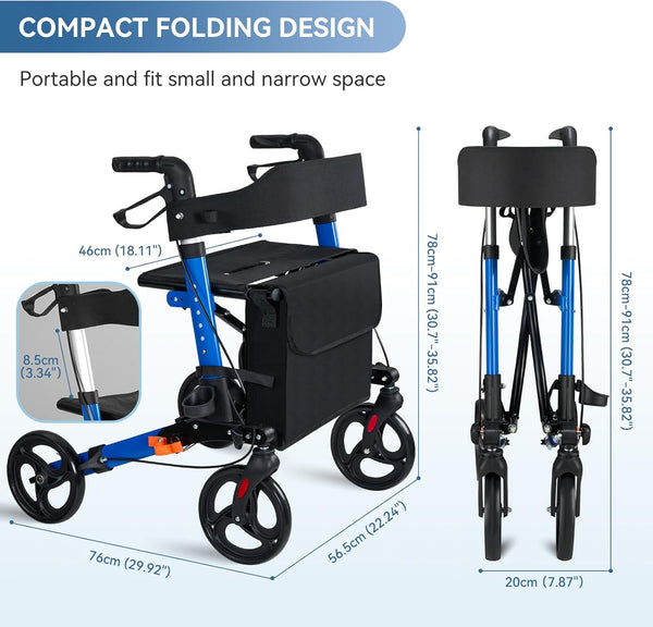 Heavy Duty Folding Wheelchair - Portable Mobility Wheelchair for Elderly