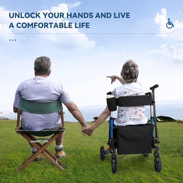 Heavy Duty Folding Wheelchair - Portable Mobility Wheelchair for Elderly