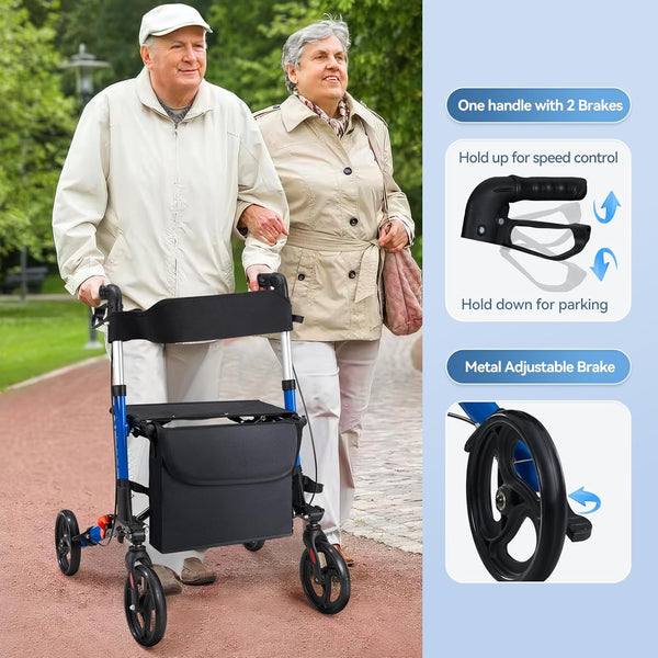 Heavy Duty Folding Wheelchair - Portable Mobility Wheelchair for Elderly