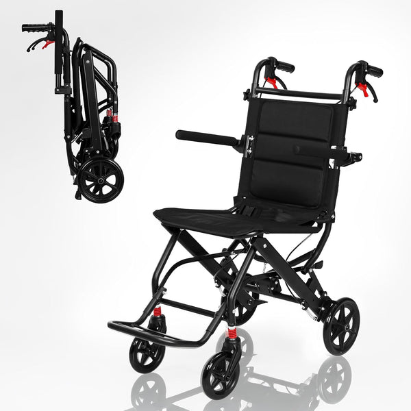 Foldable 16-pound travel chair with telescoping handle | Portable folding wheelchair