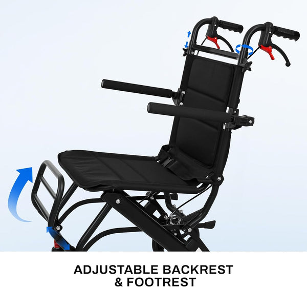 Foldable 16-pound travel chair with telescoping handle | Portable folding wheelchair
