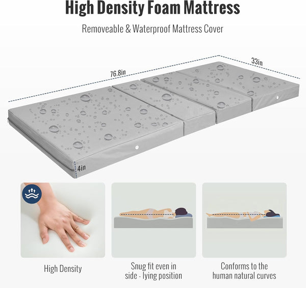 Premium 5 Function Full Electric Hospital Bed for Home Use, ICU Electric Medical Bed with Trendelenburg & Reverse Trendelenburg, Quiet Brushless Motor, Foam Mattress, IV Pole, Dining Table